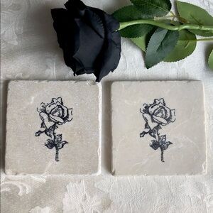🖤🌹Black Rose Tattoo Stone Coasters